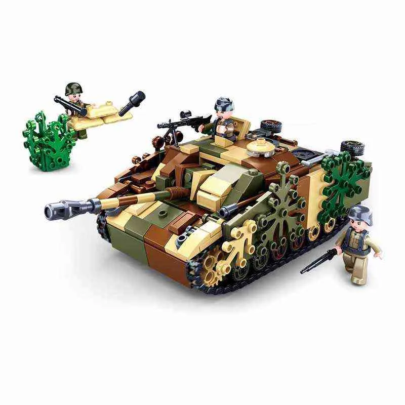 WW2 Exército militar Blindado Fighting UK US Alemanha Figura Bloco Toys Veículo 524pcs Bricks B0858 Modelo Classic Toys Boys G220524