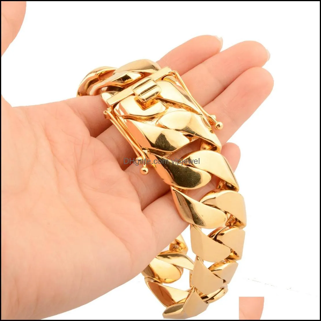 new men`s exaggerated hip-hop style brass bracelet  chain cuban chain jewelry thick 23mm