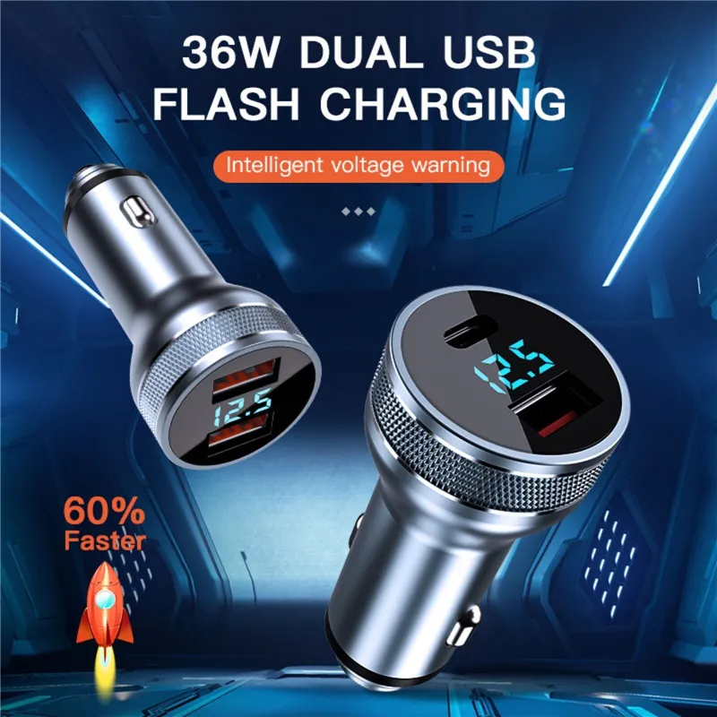 USB C Car Charger QC 3.0 36W Type PD Fast Charging Car Phone Charger