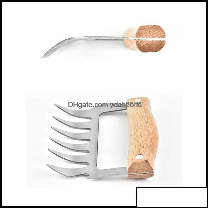 Potry Kitchen Tools Kitchen, Dining Bar Home & Gardenstainless Steel Bear Claw Wooden Handle Divided Tearing Flesh Mtifunction Meat Shred