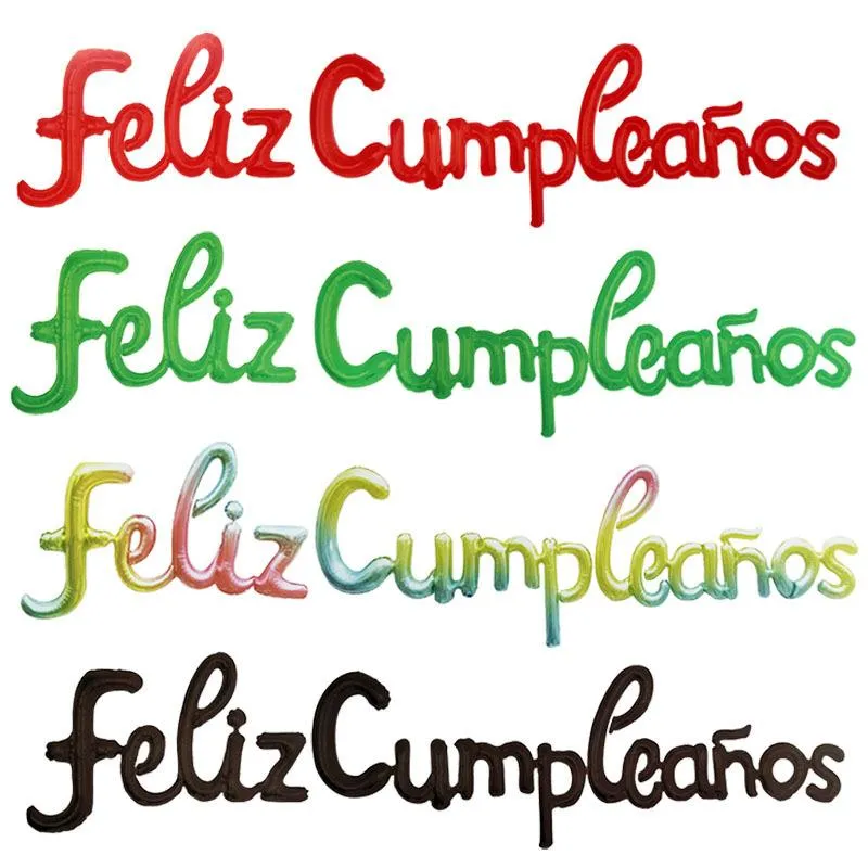 Decorazione per feste Lettere di buon compleanno spagnole da 16 pollici Palloncino Alfabeto congiunto Foil Globos Cumplea￱os