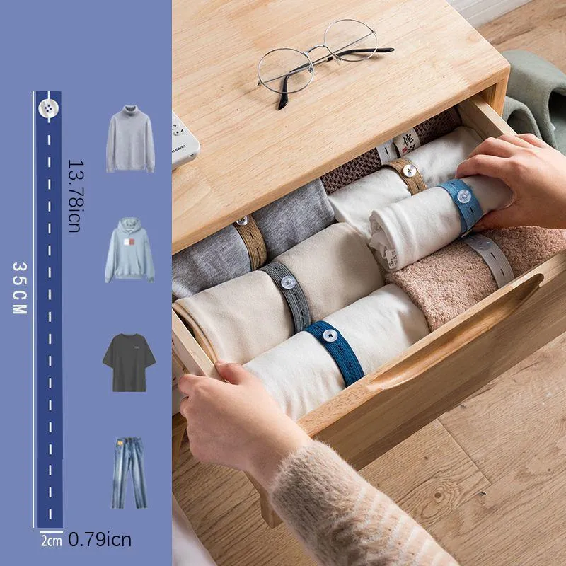 Kläder garderob förvaring bärbar tygbyxa bindande rem självhäftande tröja lata rullbälte kreativa fällbara elastiska bälten reser acc