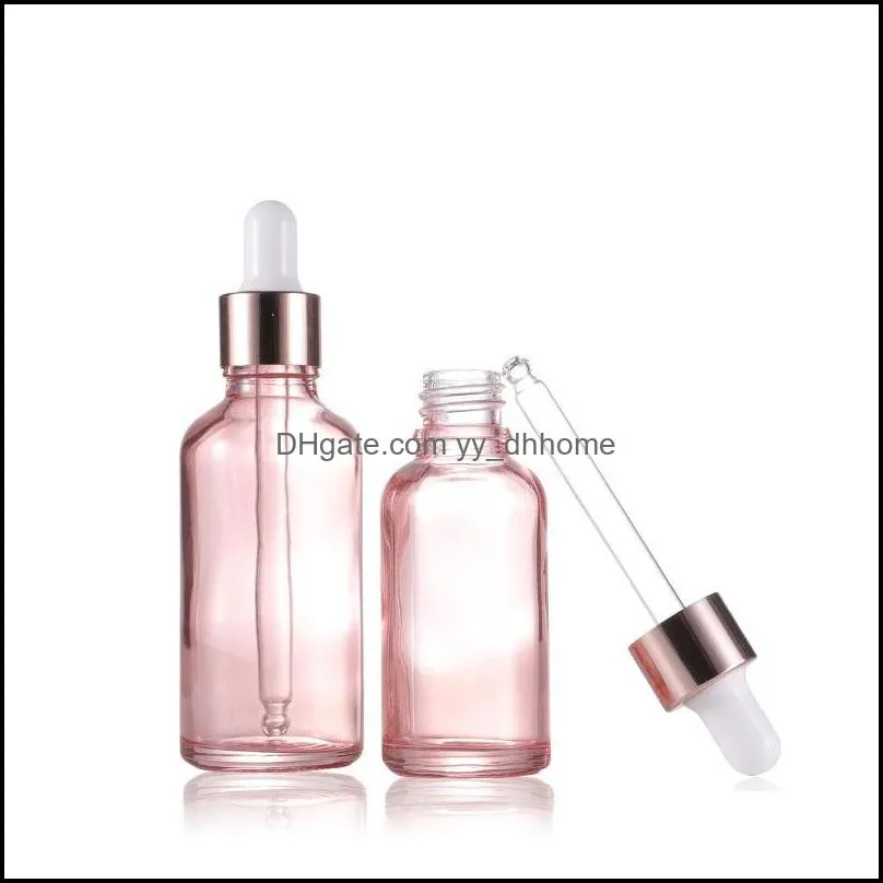 Rose Gold Glass Essential Oil Perfume Bottles Liquid Reagent Pipette Bottles Eye Droppers Aromatherapy bottle with Rose Gold Cap