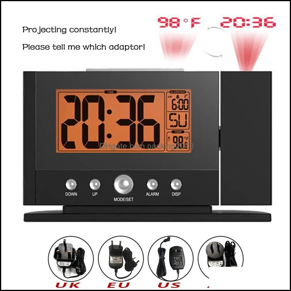 Schreibtisch Tischuhren Home Decor Garten Baldr Lcd Digital Display Innentemperatur Zeit Uhr Hintergrundbeleuchtung Wand Decke Projektion Sn Alarm Clo