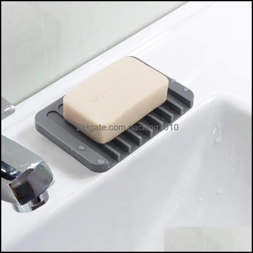 fashion silicone soap dishes plate holder tray drainer shower waterfal for bathroom kitchen counter 16 colors wll709