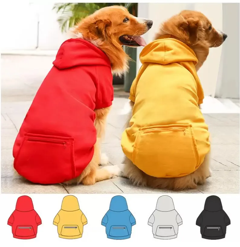 Felpe con cappuccio per cani abbigliamento con tasca xs-5xl autunno inverno vestiti caldi vestito cucciolo giacca 5 colori 520