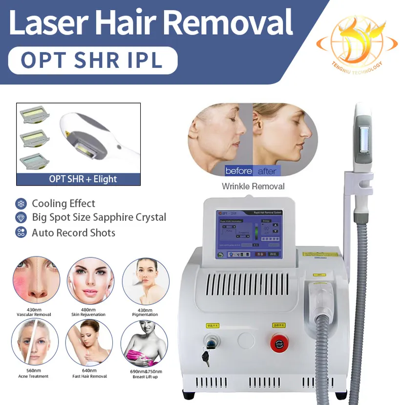 Kostenlose tragbare HR Option IPL Laser Haarentfernungsmaschine 3 Filter Elight Haut Verjüngung Gefäßentfernung keine Nebenwirkungen