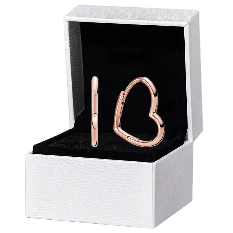 Rose Gold Heart Hoop Earring Set Originele doos voor Pandora Dames Wedding Love Stud -oorbellen