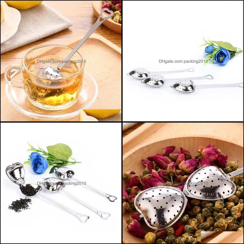 Heart Shaped tea infuser Mesh Ball Stainless Strainer Herbal Locking Tea Infuser Spoon Filter Free Shipping
