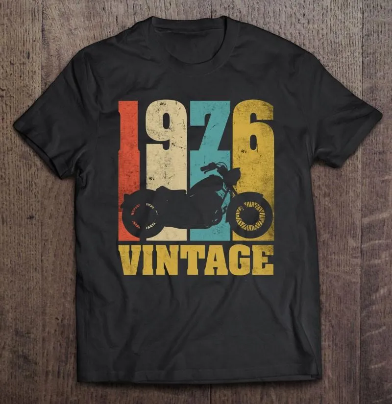 Erkek Tişörtler 45. Doğum Günü Biker 45 Yıl Motosikcle Vintage 1976 Ver2 T Shirt Manga Üstleri Kadın Kore tarzı Tişört Tişörtleri