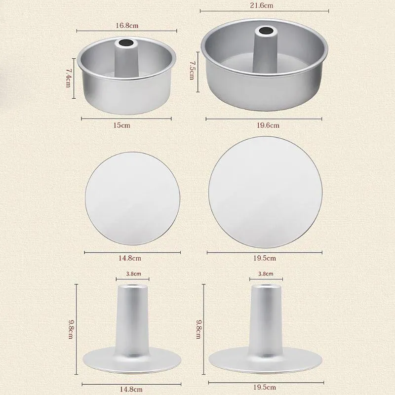 Выпечка плесени 6 -дюймовый 8 -дюймовый алюминиевый сплав круглый шифоновый пирог Съемная кастрюля с плита с джовой полой дымоходом