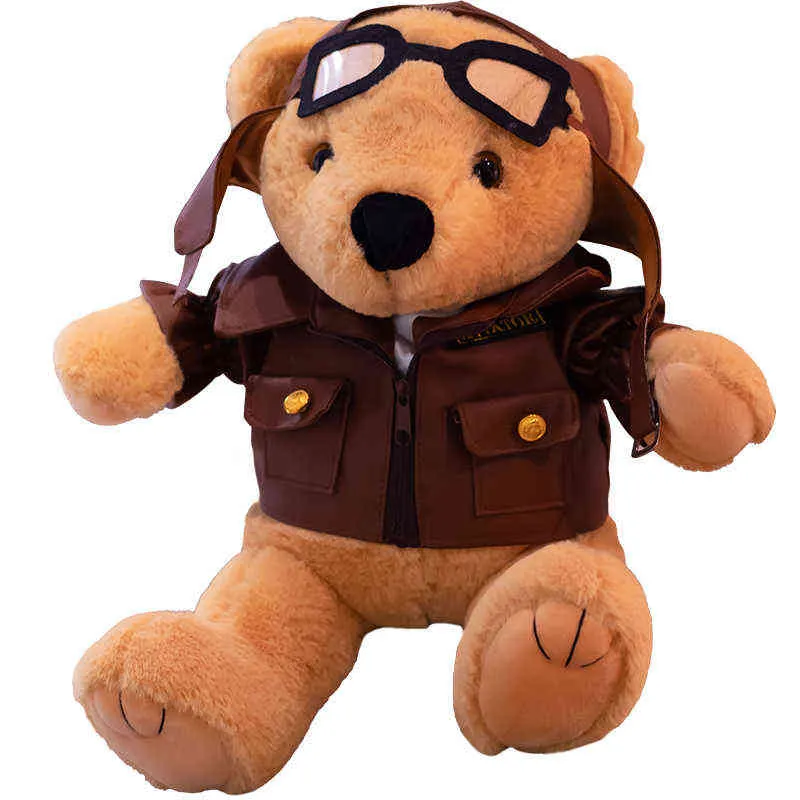 ПК CM Kawaii Pilot Bear Plush Toy Fucked Soft Teddy Dolls Подушка для детей подслащенные подарки на день рождения J220704