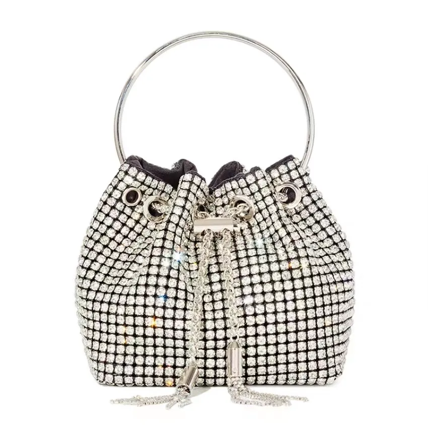 Sacs de soirée concepteur polyvalent conception de niche plein diamant seau mode enfant sac à main haute texture gland flash croix sac à bandoulière