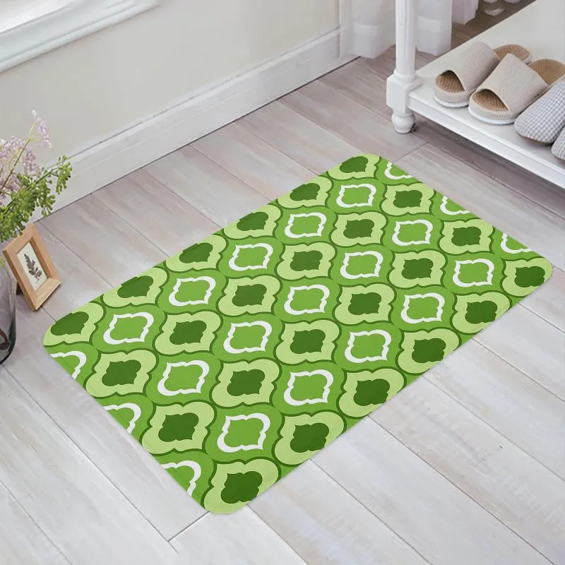 Carpets Green Marrocos Pattern Padrão criativo Impressão capacho de cozinha banheiro anti-deslizamento da sala de estar casal de casas carpetpetes de carpetes