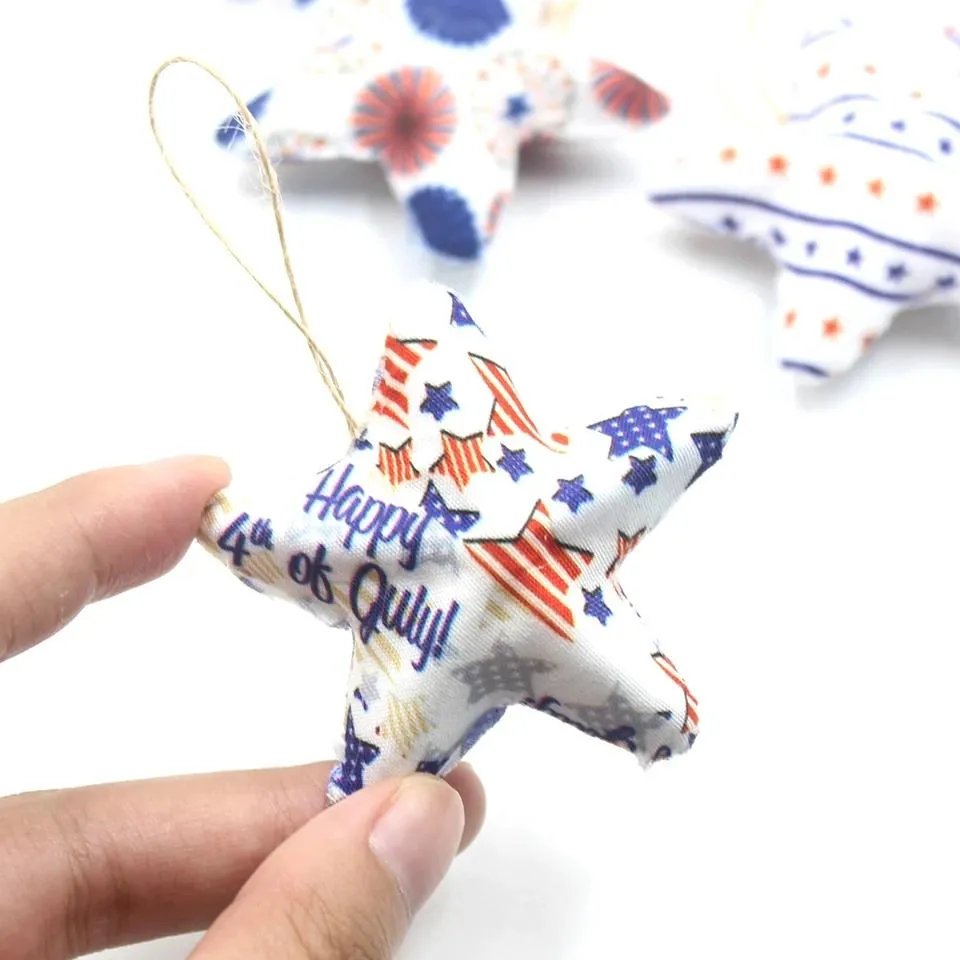 6cm American American Independence Day DIY 별 매달려 펜던트 장식 공예품 파티를위한 어린이 선물 미국 별 장식