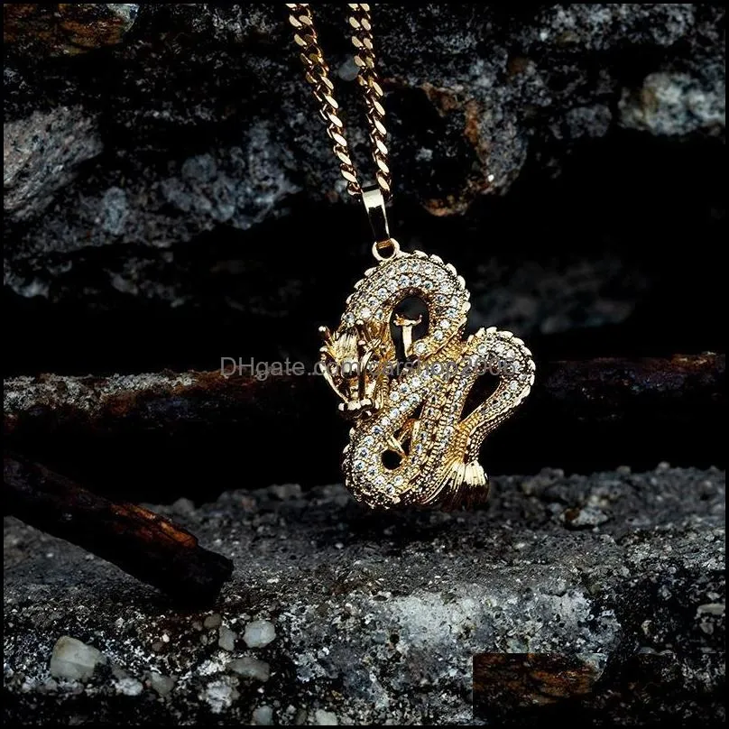 Pendant Necklaces 2022 Jewelry Dragon For Women Men Gold Color Jewellery Cubic Zirconia Mascot Ornaments Lucky Symbol Gifts