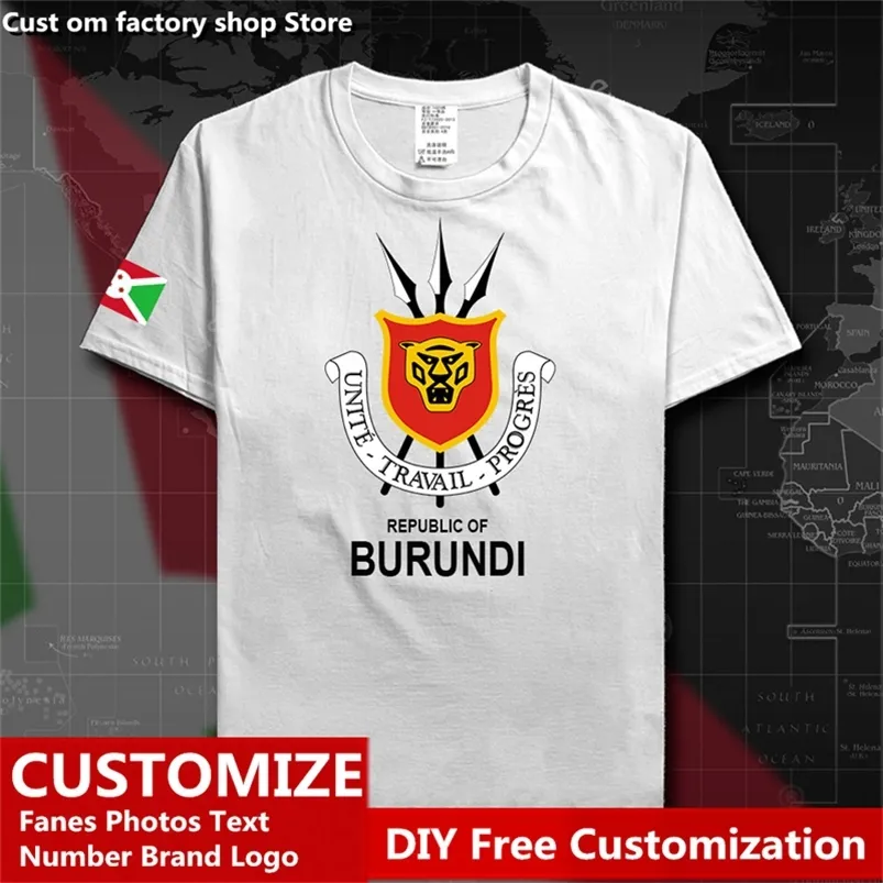 Burundi Country T Shirt Özel Jersey hayranları DIY isim numarası Tshirt High Street Moda Hip Hop Gevşek Tişört Tişört 220616GX