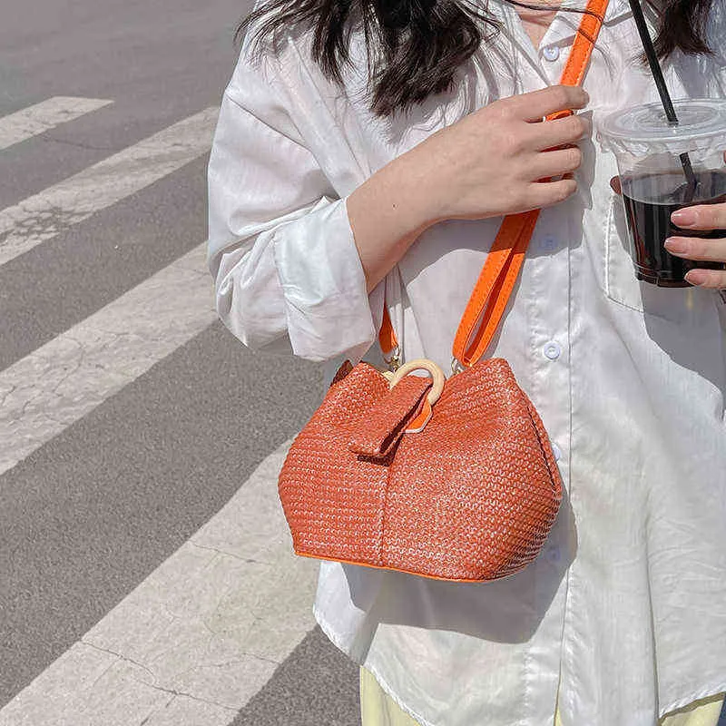 Nieuwe stro geweven handtasstijl dames vrijetijds strandtas handgemaakte etnische stijl geweven tas 220614