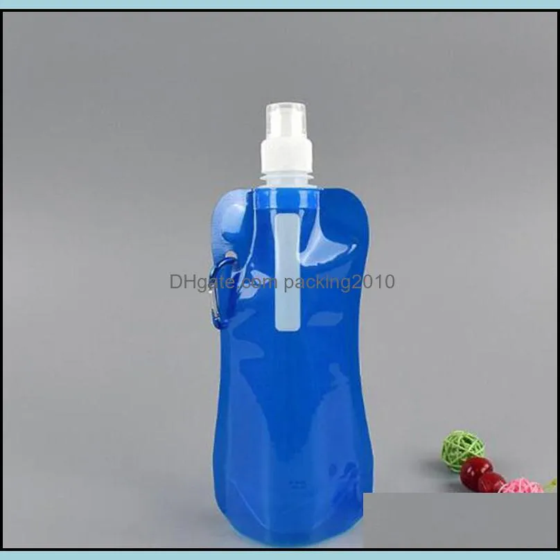 portable water bag collapsible water bottle multicolor reusable portable folding water bag for outdoor sports riding hiking drinkware