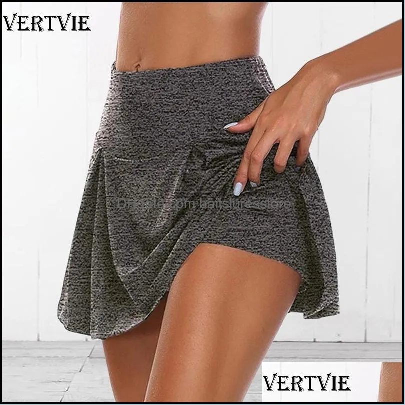 VERTVIE Summer Running Shorts Women 2 In 1 Quick Dry Yoga Shorts Gym Loose Sport Breathable Tennis Skirt Girls Pantskirt