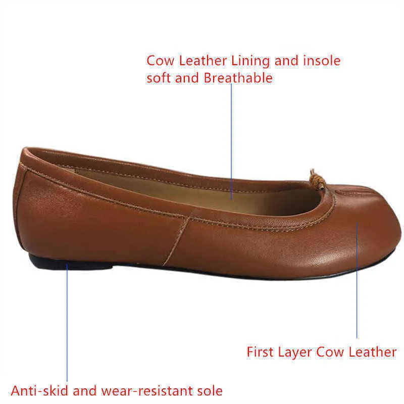 Dress Shoes Women Split Toe Real Leather Cow Flat Woman Soft Female Leisure Ninja Runaway Lady Euro Size 34 42 220715