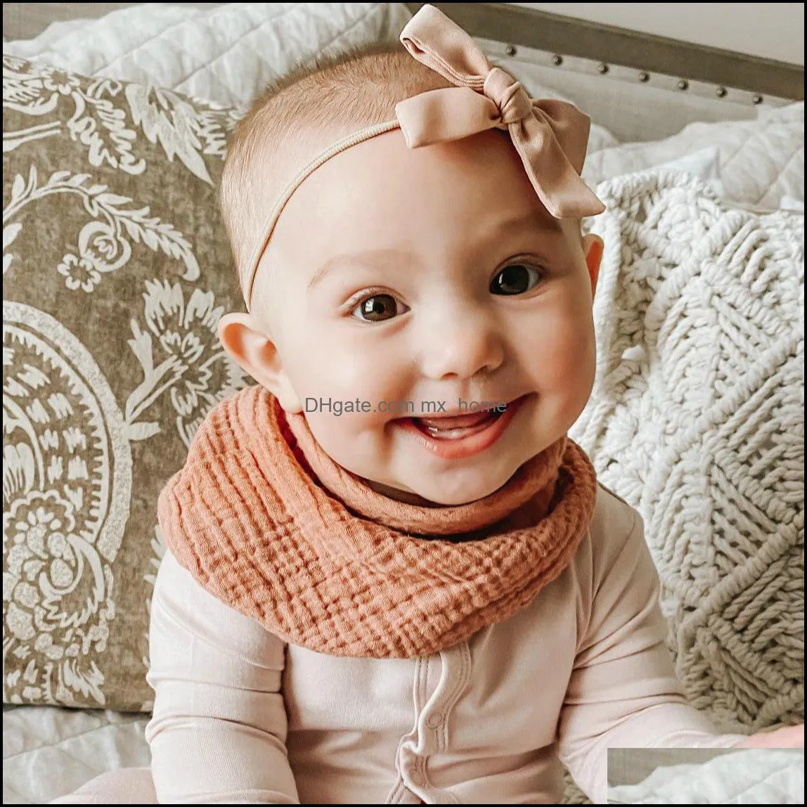 Bibs Burp Cloths 15629 Infant Baby Cotton Gauze Scarf Bib Double Drool Adjustable Triangle Organic Bandana Scarves Mxhome Dh2Pg