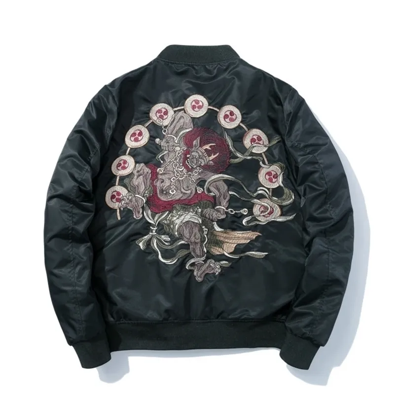 폭격기 재킷 남자 겨울 자수 애니메이션 파일럿 재킷하라 주쿠 일본 스트리트웨어 야구 재킷 두꺼운 따뜻한 청소년 캐주얼 새로운 LJ201013