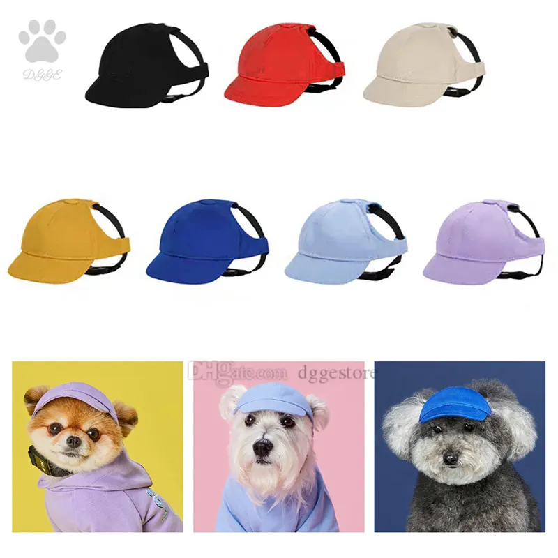 Designer Dog Hat Pets Baseball Cap for Small Medium Dogs Dog Apparel Embroidered Letter Pattern Pet Sun Hats with Ear Holes Adjustable Magnet Buckle Design A334