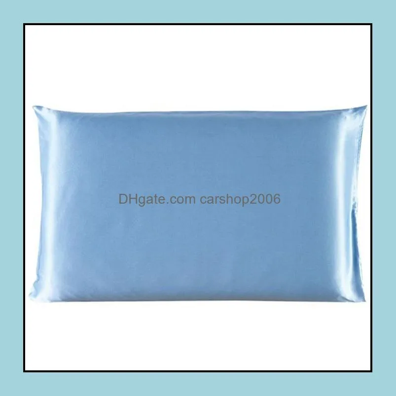 20*26inch satin pillowcase home multicolor ice silk case zipper pillow cover double face envelope bedding zwl237
