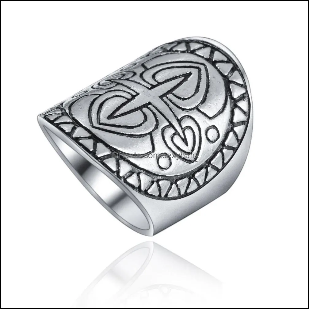 silver plated ring for women vintage unique carving tibetan totem trendy beach jewelry silver rings