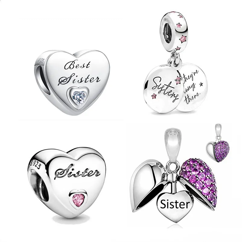 New 925 Sterling Silver Heart Charm de contas para a pulseira Pandora Pandora Pingente DIY Jóias Mulheres Livre Lobal