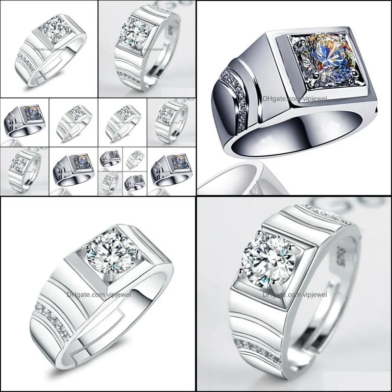 fashion new cool 18k white gold filled zircon ring men`s ring party wedding jewelry accessories ring