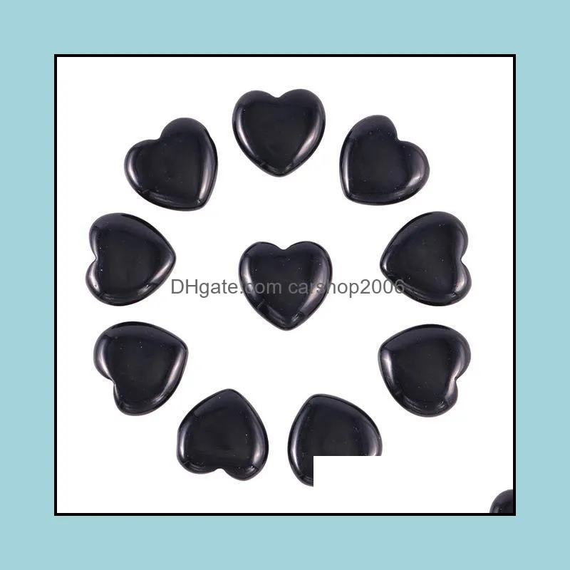 Natural stone 25mm Non-Porous heart Black Onyx Chakra Healing Stone Guides Meditation ornaments jewelry accessory