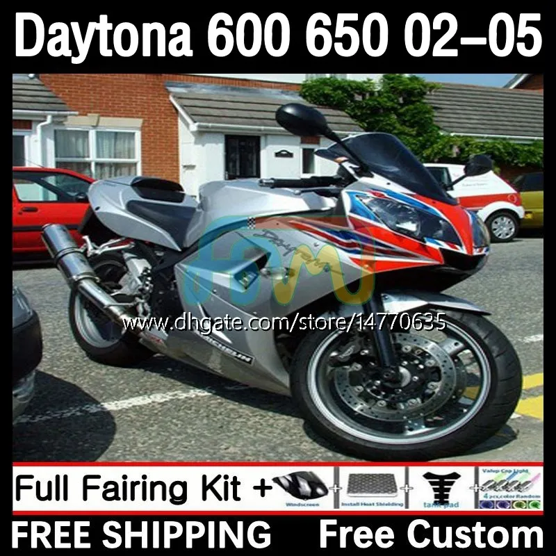 OEM-kropp för Daytona650 Daytona600 2002-2005 Bodywork 7dh.209 Daytona 650 600 CC 600cc 650cc 02 03 04 05 Daytona 600 2002 2003 2004 2005 ABS FAIRING KIT Silver Black