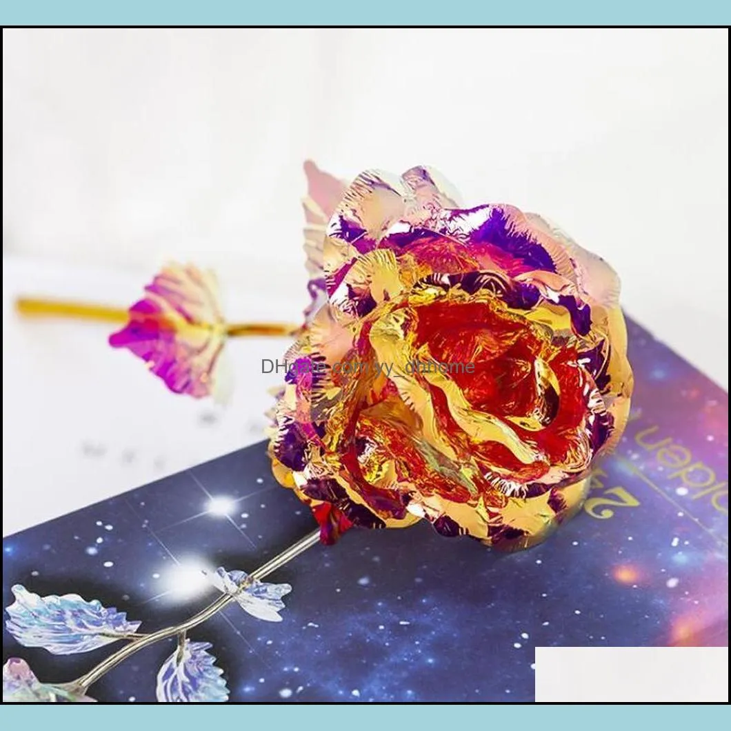 NEWChristmas Day Gift 24k Gold Foil Plated Rose Creative Gifts Lasts Forever Rose for Valentine e`s Day girl RRF12445