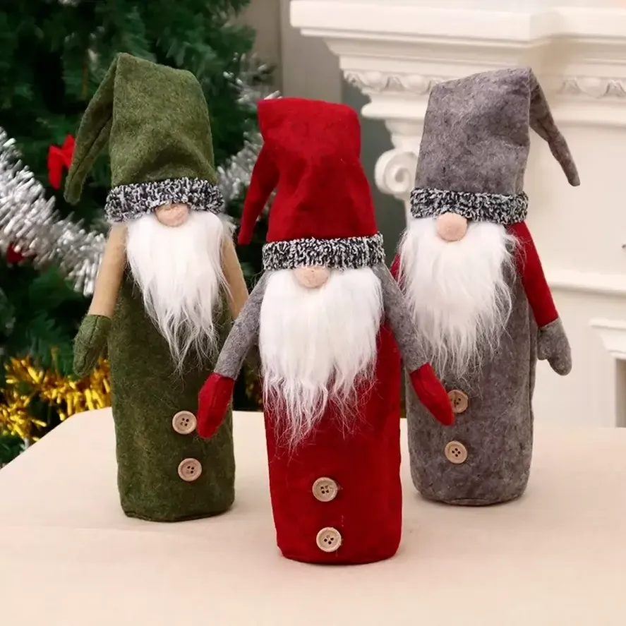 Christmas Gnomes Wine Bottle Cover Swedish Tomte Gnomes Wine Bottle Toppers Sant Panta Claus Bott