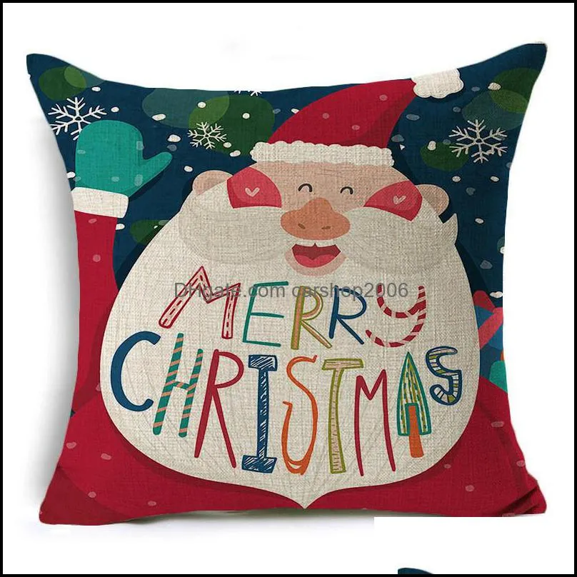 new pillow case santa claus christmas tree snowman elk pillow case cotton linen pillowcase home sofa car decor 45*45cm wq285