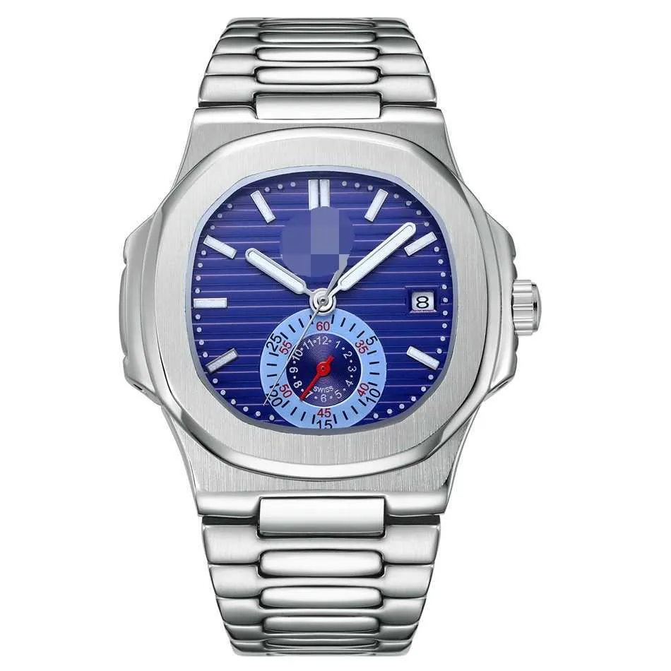 Relógio azul de relógio de aço inoxidável de esportes de face masculina