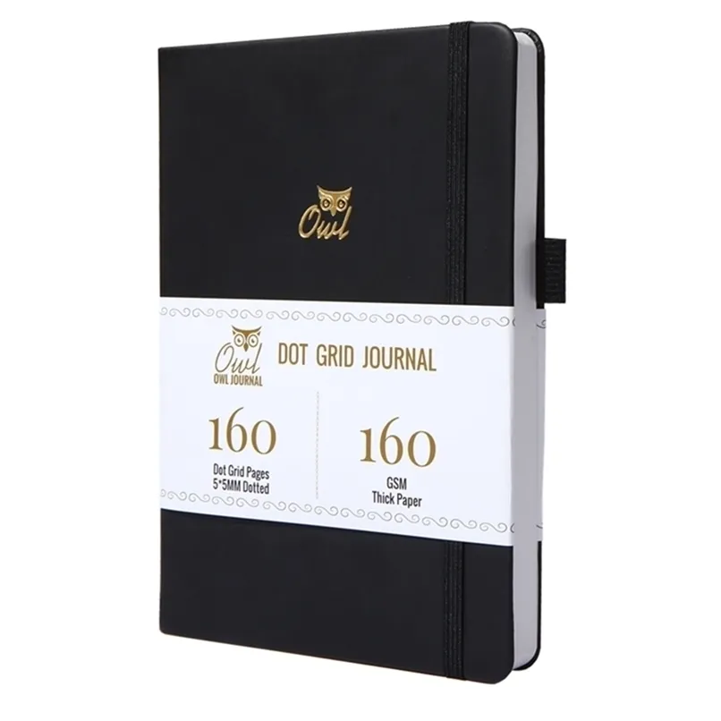 Buke Dotted Journal Dought Grid Notebook Sketcbook - بو الجلود، 160gsm ورقة سميكة، جيب داخلي، إغلاق مرن، حامل القلم 220401