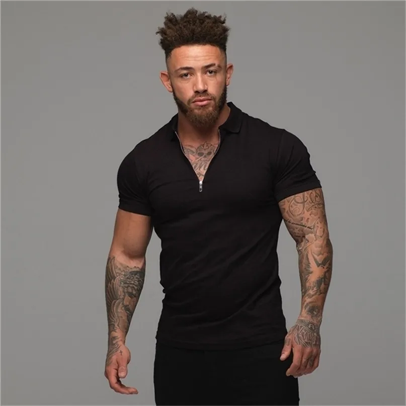 Muscleguys Man Fashion Polo Shirt Casualmente Casualmente Colore Short Shor Slim Men Fitness Homme D220615