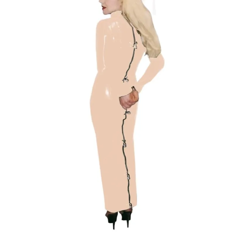 beige latex dress Latex Bodycon Dress  Handmade with Underwire Bust