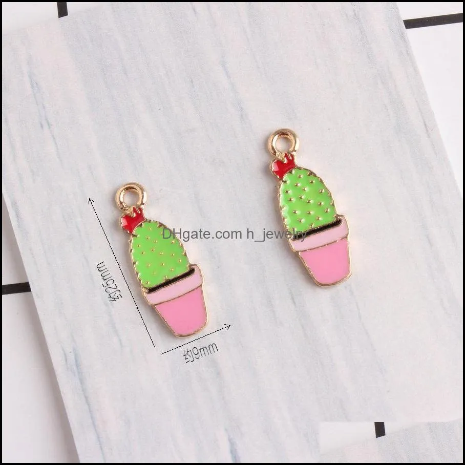 100pcs/lot kawaii multicapacity process pendant charms cute plant enamel oil drop metal bracelet necklace alloy charm 657 t2