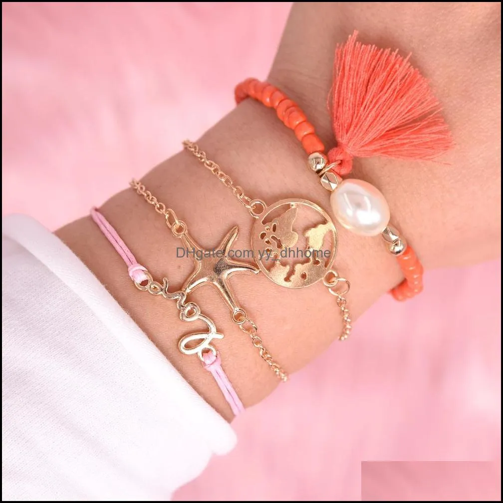 Bohemian Lotus Map Tree of Life Infinity Heart Stretch Beaded Bracelets Multilayer Boho Charm Bracelet Set for Women