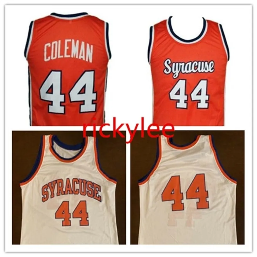 ニキビップバスケットボールジャージーカレッジシラキュースバスケットボールデリック44コールマンスローバックジャージーステッチエンプロデリーオレンジホワイトサイズS-2xl