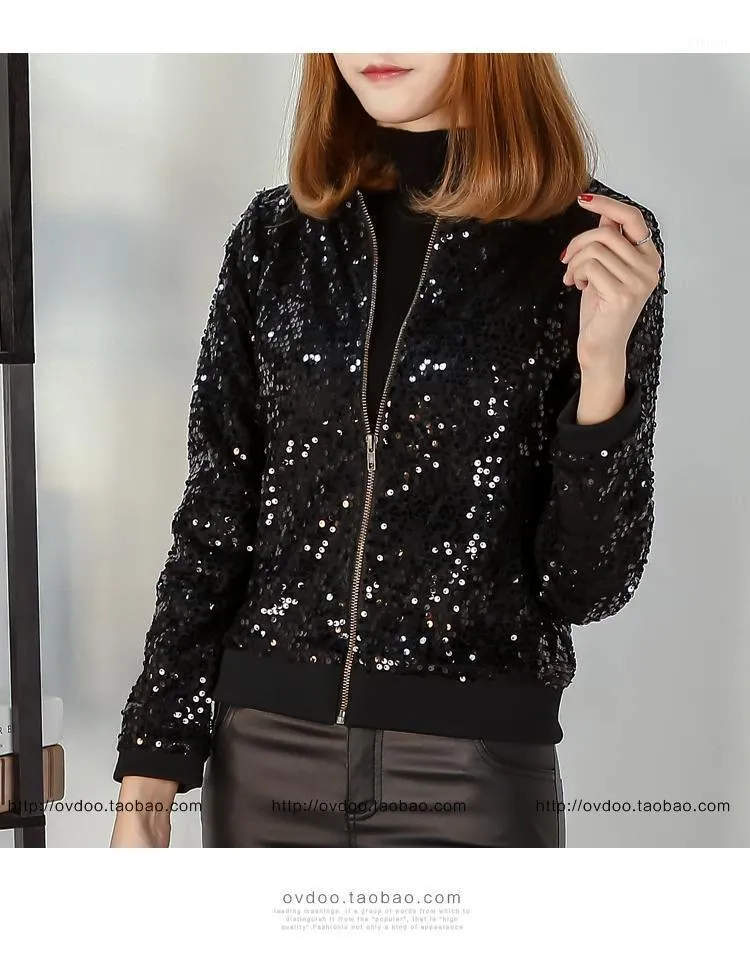 Women's Jackets Zoulv Woman Coat Autumn Casual Bomber Coats Feminina Large Size Winter Sequin Women Plus Clothes