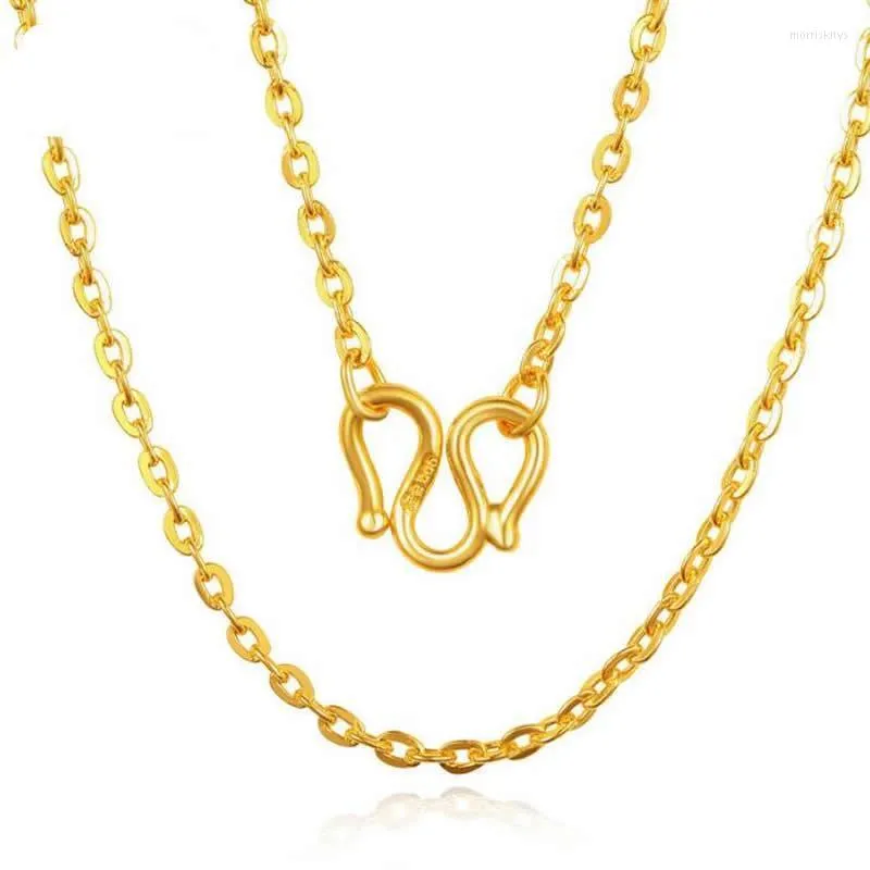 Collier à maillons de chaîne O en or jaune pur / Collier porte-bonheur 999 24K 4-5g Chaînes Morr22