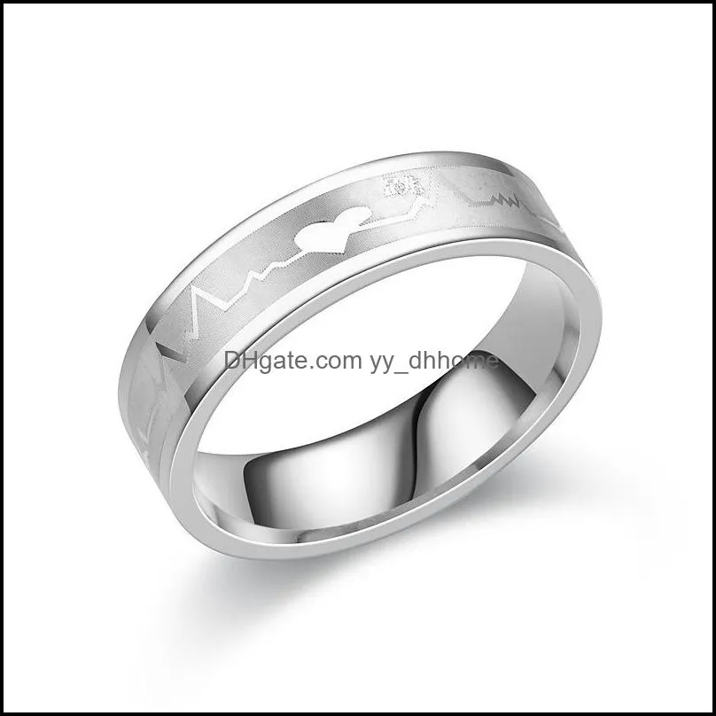 Romantic Couple Heart Shaped Ring 4/6mm Silver Color Stainless Steel Wedding Love Rings for Women Men Fashion Jewelry