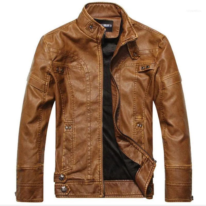 メンズジャケット卸売 - 到着オートバイレザーメンジャケットJaqueta de couro masculina mens coats