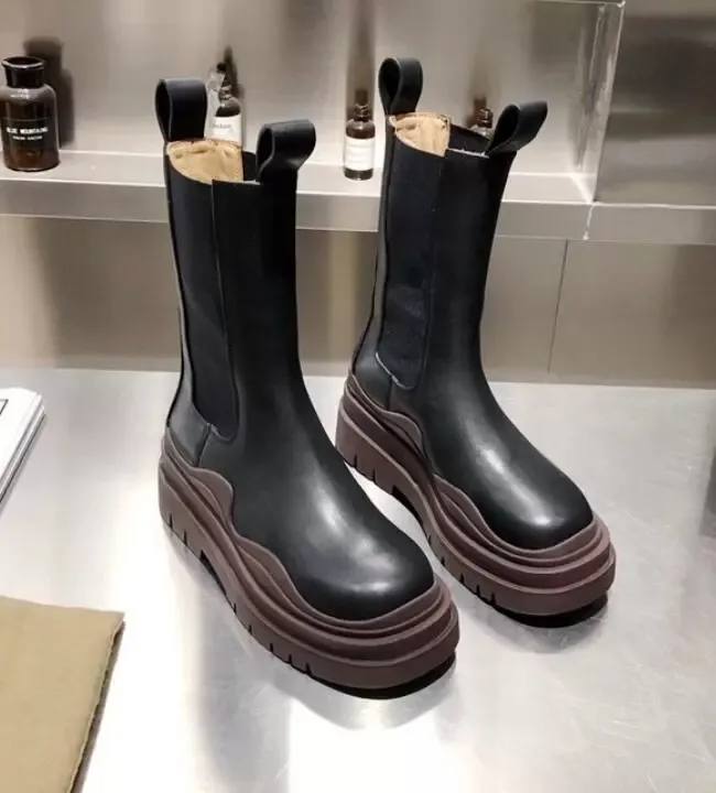 2022 Boots Boots Women Winter Leather Martin Boots Muffin Bottom Height 7cm Chesil Boots زيادة الحذاء الإناث حجم 35-40 032100