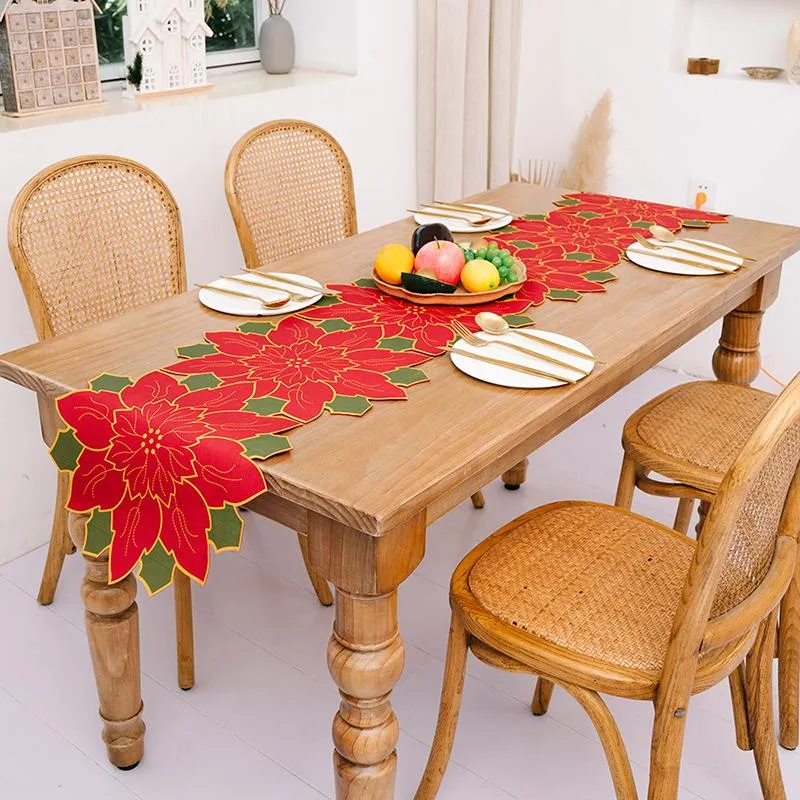 Christmas Decorations 35 CM Placemats Bright Flowers Cup Mat Coasters For Family Dinner Table Mats Xmas Year 2022 Party DecorationsChristmas